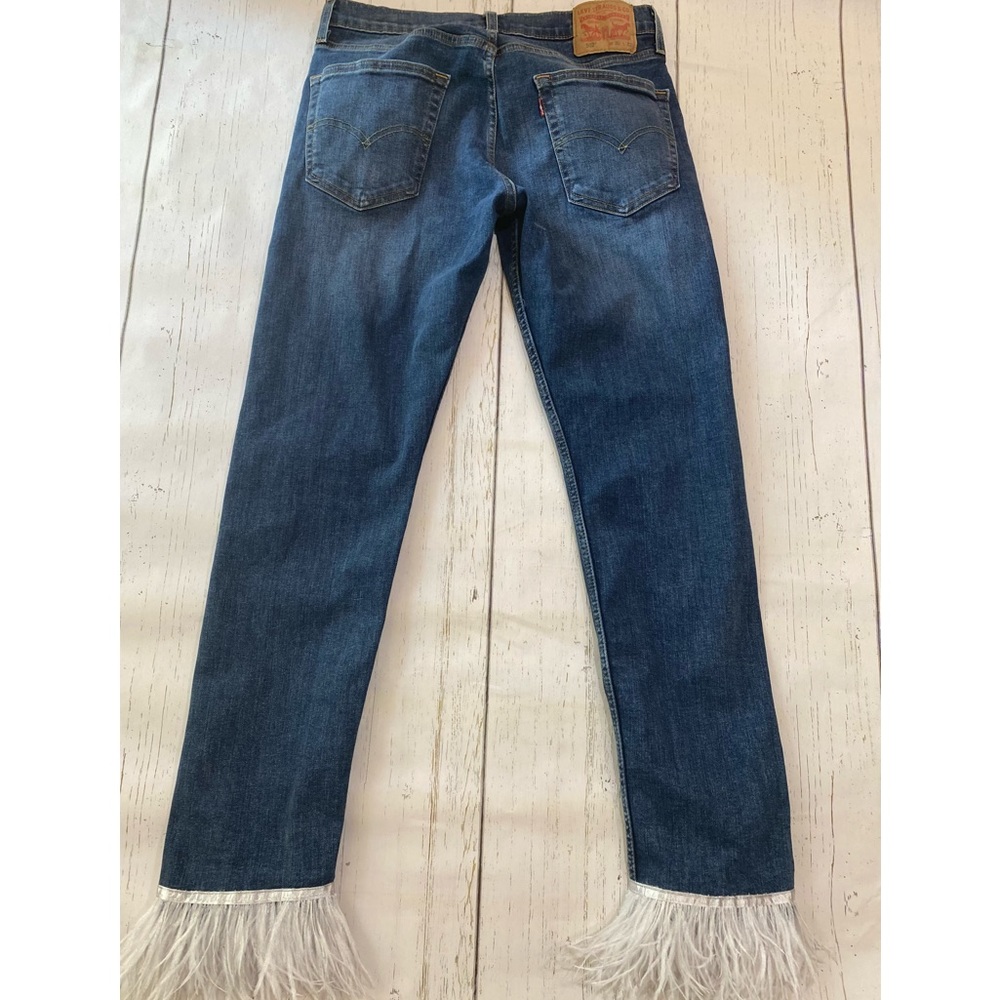 Vintage Levi’s Jeans with ostrich feather trim